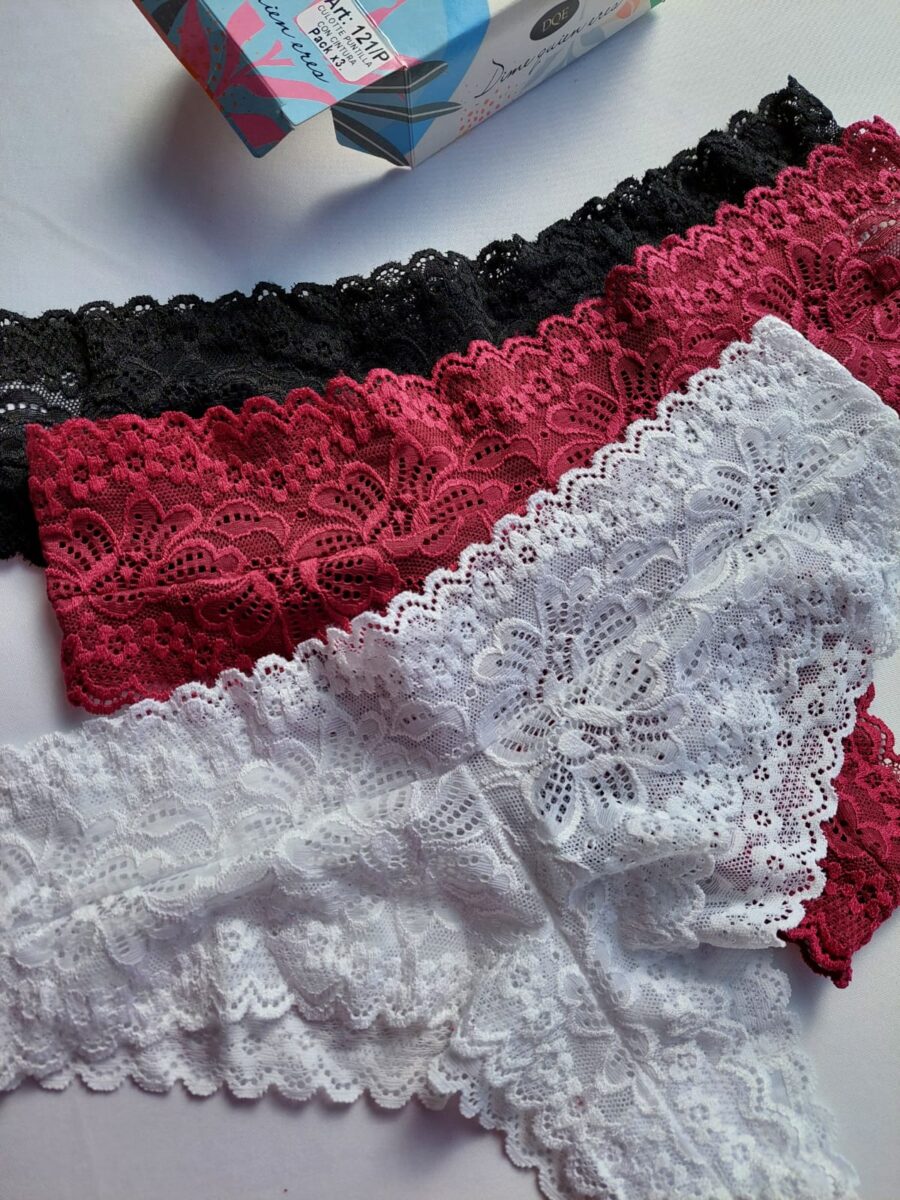 DQE 121 PACKX3 CULOTTE PUNTILLE CON CINTURA