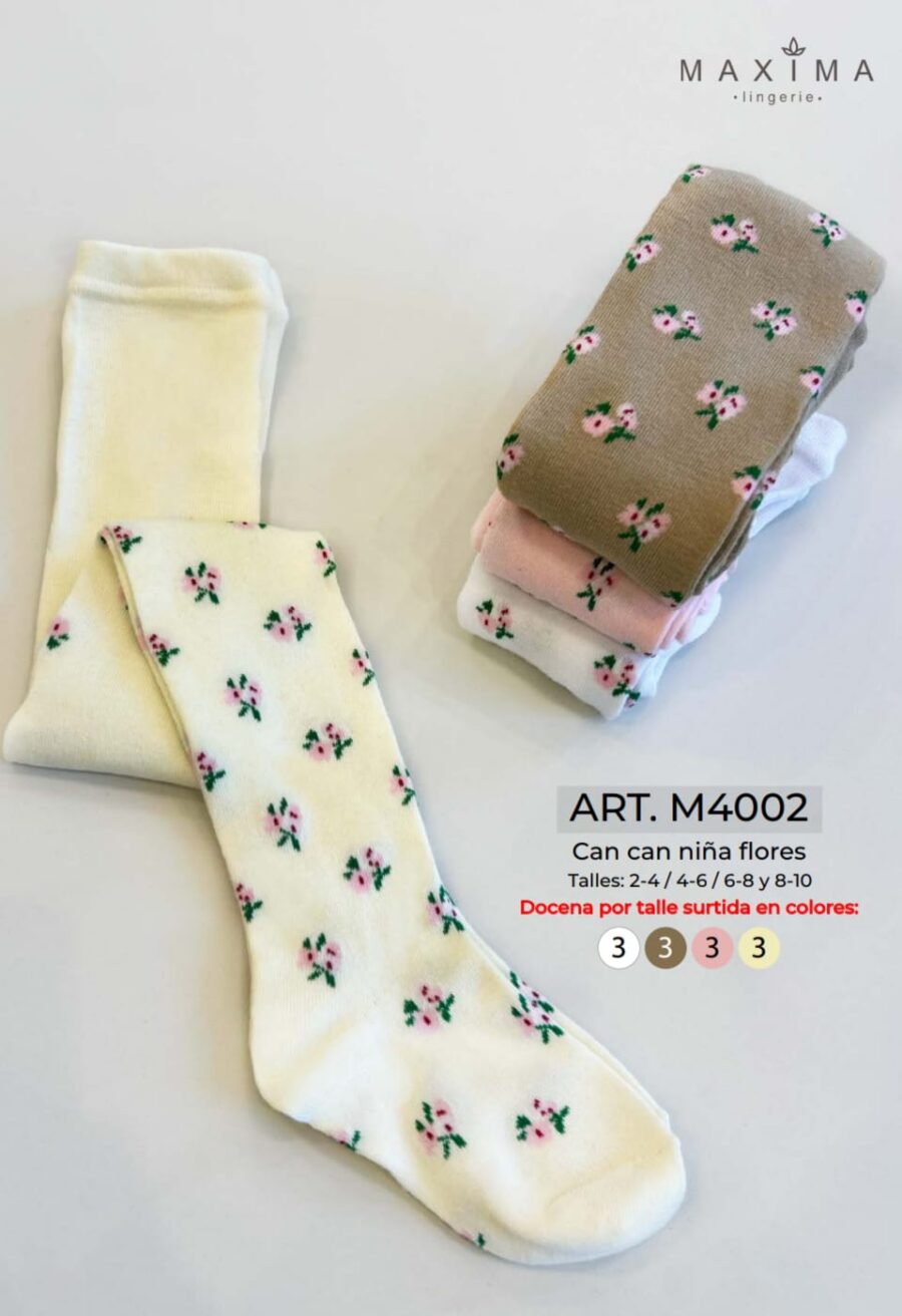 MAXIMA M4002 MEDIAS CANCAN DE NIÑA FLORES